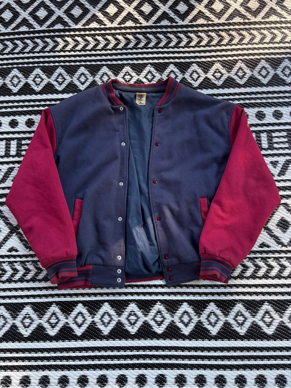 Fruit of the Loom Navy and Burgundy Varsity Bomber Jacket